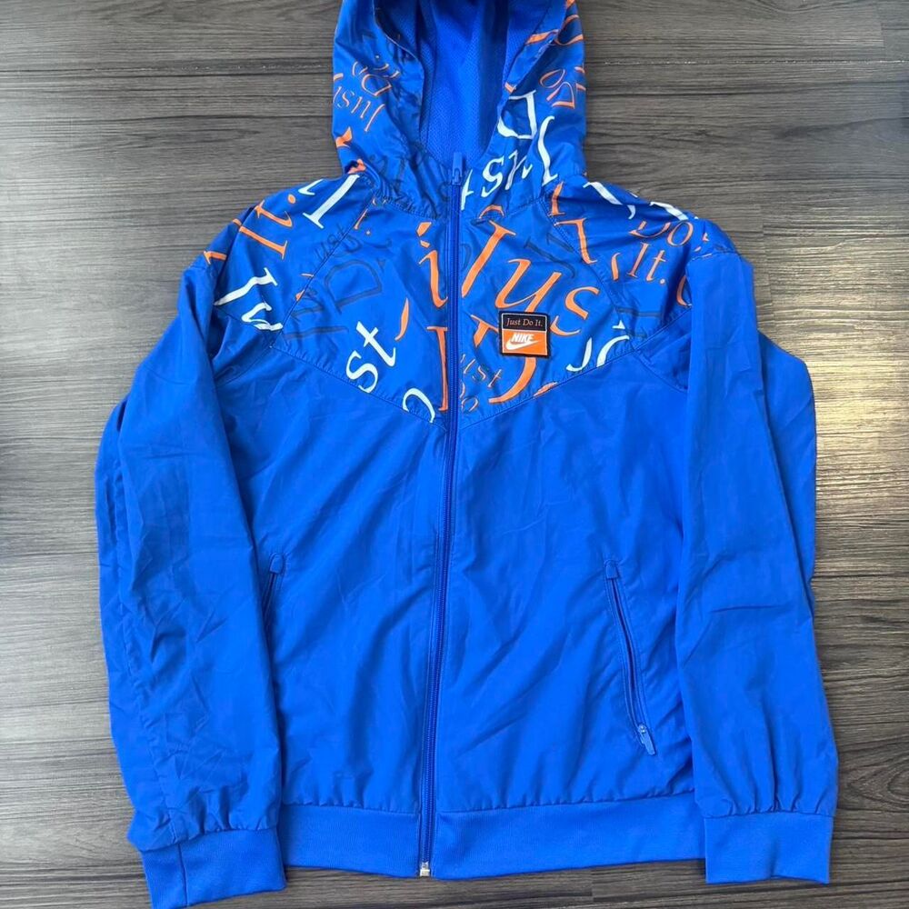 Nike blue windbreaker Full zip jacket Swoosh Women’s Size XL running hiking
